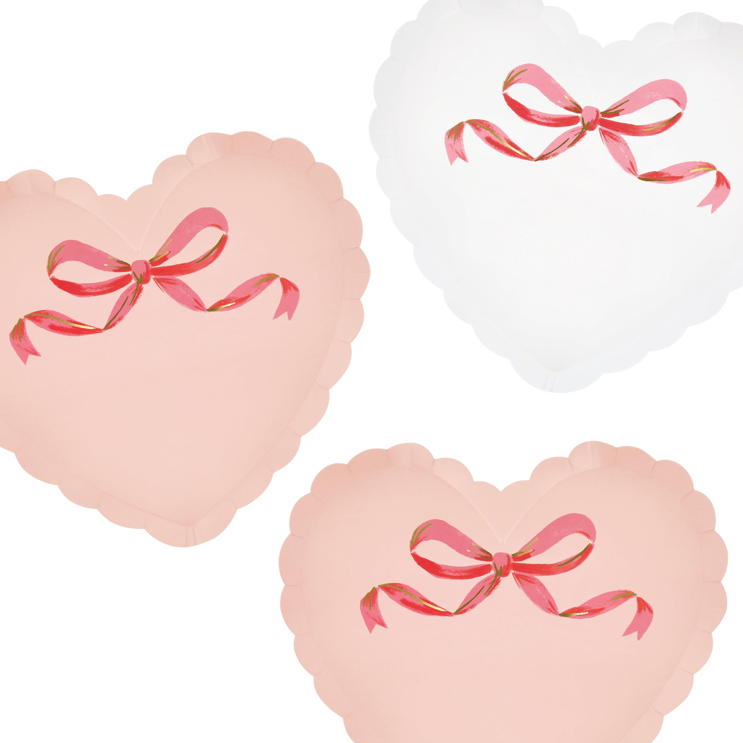 Meri Meri Valentine's Day Heart Plates (Pack of 8), Valentines Day Party Plates, Disposable, Paper
