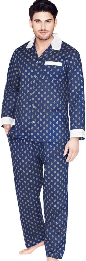 Copper Peacock Cotton Full Length Mens Pyjamas IP15-FULLM Small
