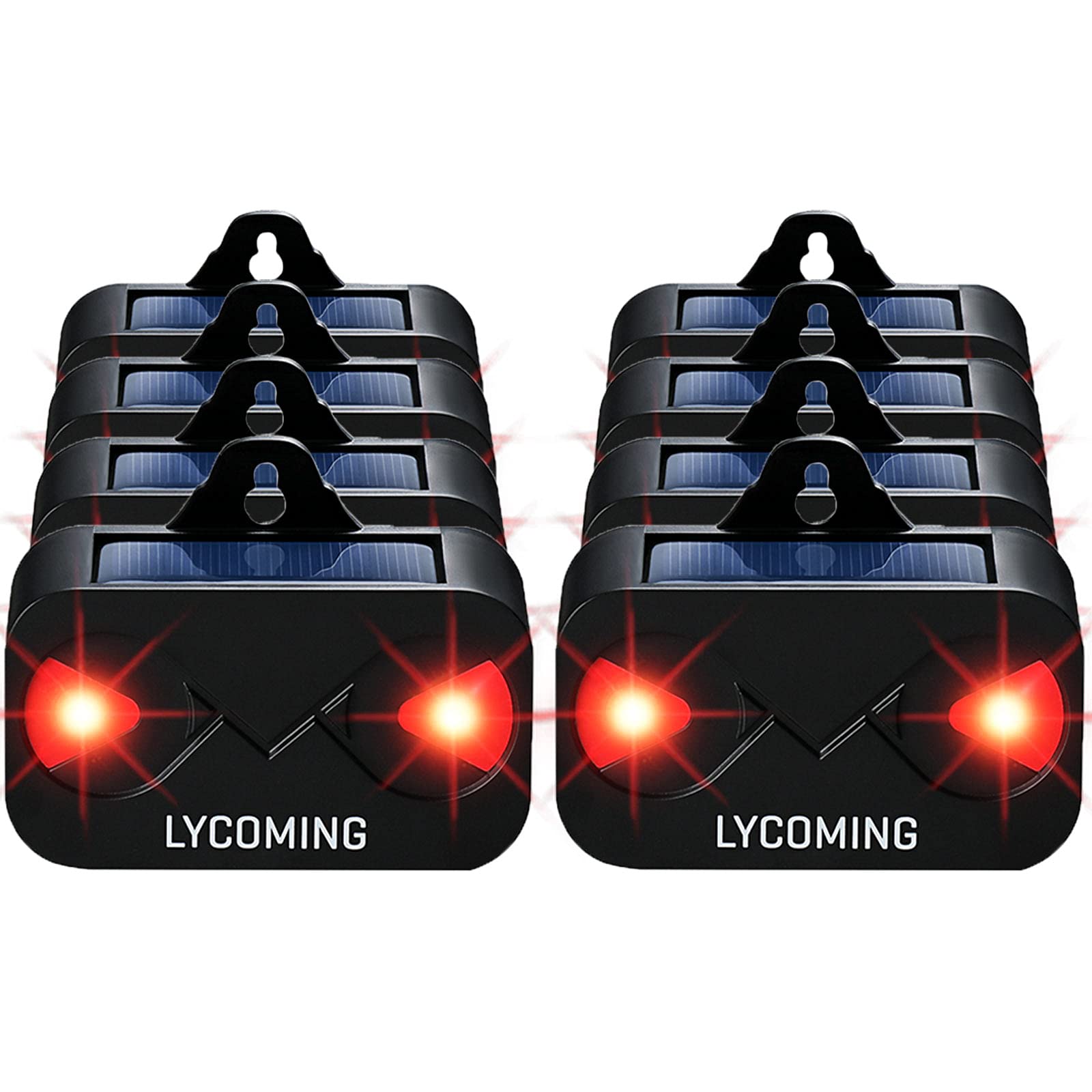 Lycoming Nocturnal Animals Coyote Deterrent Skunk Raccoon Deer Repellent Devices Solar Predator Control with Red LED Strobe Lights for Outdoor Yard Garden 8 Pack