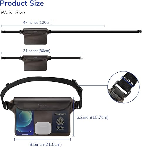 Miniatura 5 de SYNCWIRE Bolsa impermeable con correa ajustable para la cintura (paquete de 2)  IP68 impermeable para la cintura bolsa seca táctil con cinturón