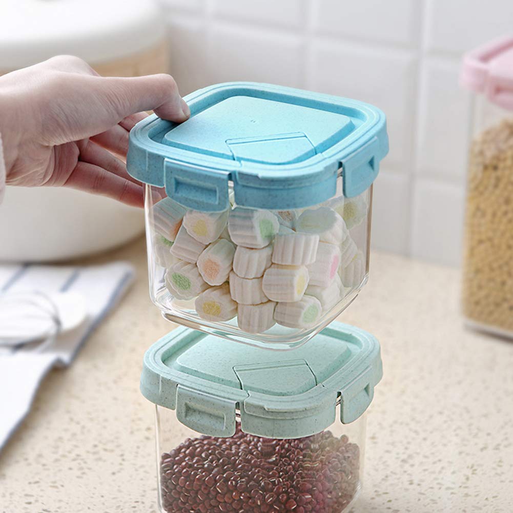 Contenitori Alimentari, Set di 3 Pezzi Alimenti Contenitori, Ideale per Zucchero, tè, caffè, Riso, con Airtight Coperchi, 800ml/1600ml/2100ml, Blue