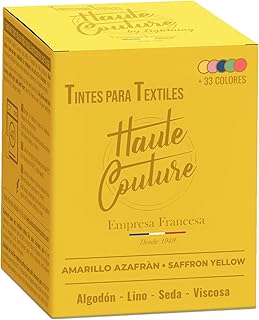 HAUTE COUTURE - Tinte para Ropa y Textil Amarillo - 350g - Amarillo Azafran - Tinte Textil Todo en uno - Listo Para Teñir Ropa y Tejidos