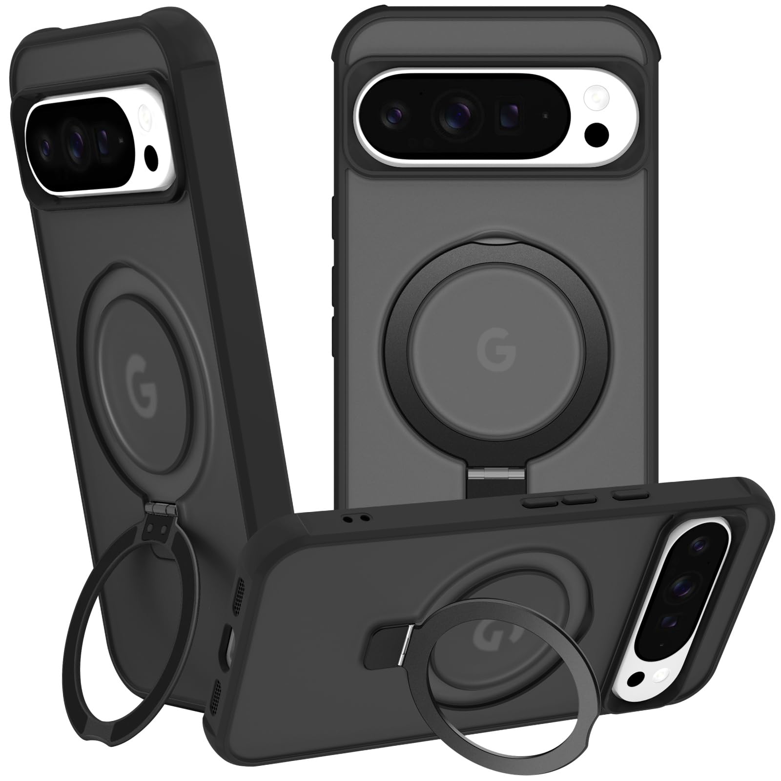 CHAOFEnG Custodia magnetica compatibile con Google Pixel 11 e Pixel 11 Pro con supporto [test di caduta di grado militare] [compatibile con magnete] Anello traslucido sottile posteriore rigido bordo