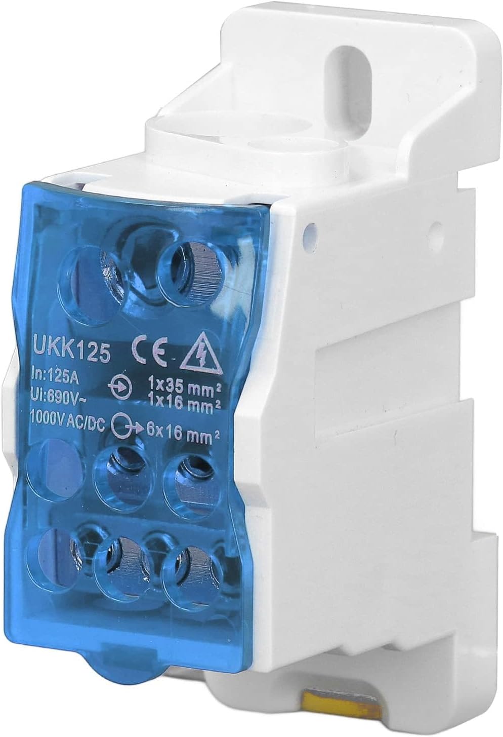 Bordstract DIN Rail Distribution Box, 690V 125A Terminal Block Junction Box Breaker Box Circuit Breaker Distribution Box for Various Power Distribution Needs(Blue)