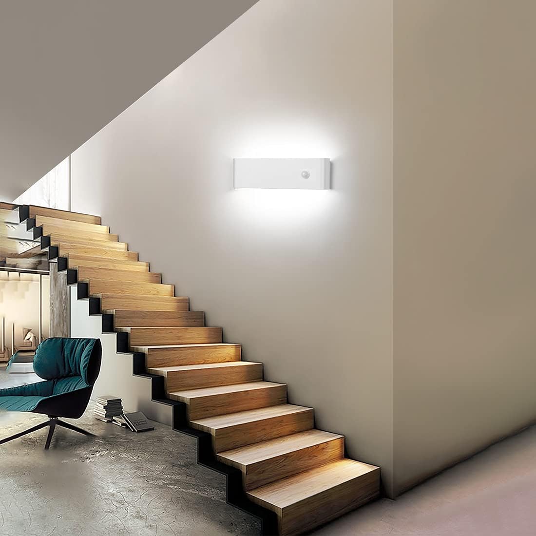 LED Hardwired Motion Sensor Light Indoor Wall Sconce, 12W Motion Sensor Wall Light Indoor Sconce Wall Aluminum Modern Wall Sconce for Living Room Hallway Stair Cool White(Not Battery Operated)