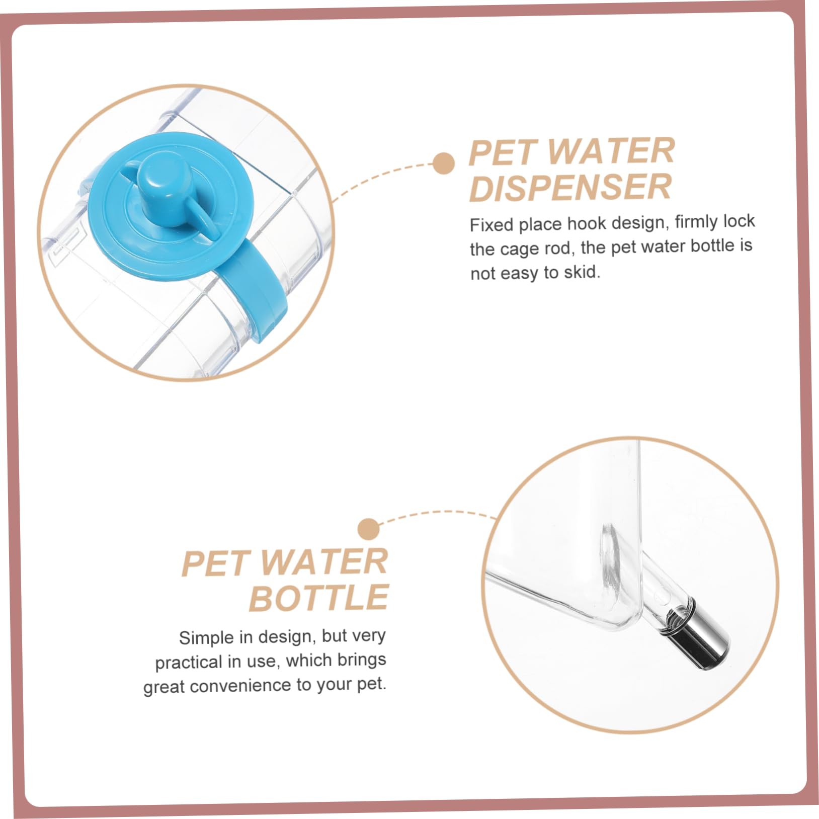 VANZACK Pet Water Dispenser Dog Cat Hanging Water Bottle Leak- Pressure Resistant Pet Supplies