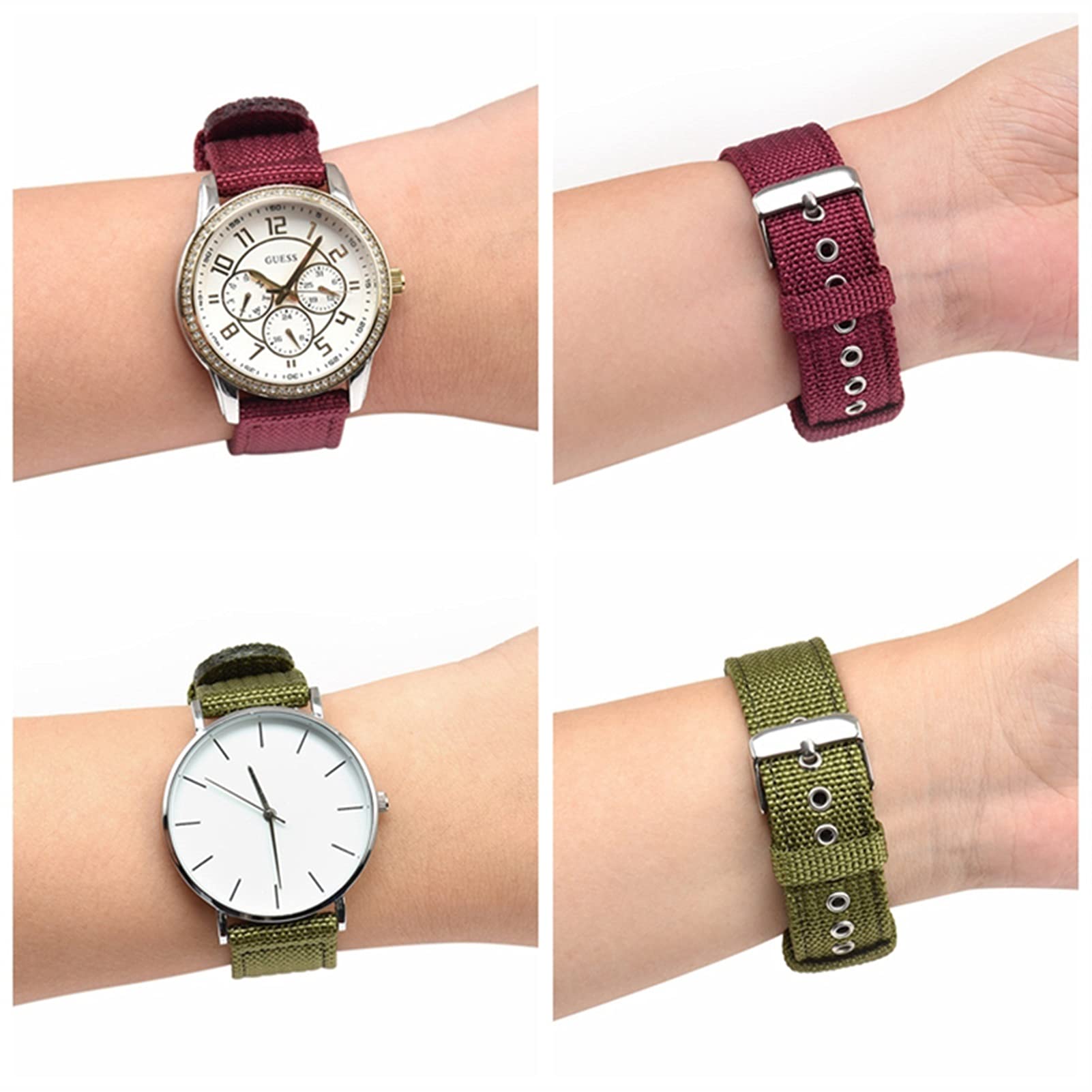 Nylon Uhrengurt Schnelle Freisetzung grüner Nylon -Uhrenbandstreifen 18mm 20 mm 22 mm 24mm Sport Watchband Armband -Gürtel Ersatz Handgelenk NATO -Gurt /18mm