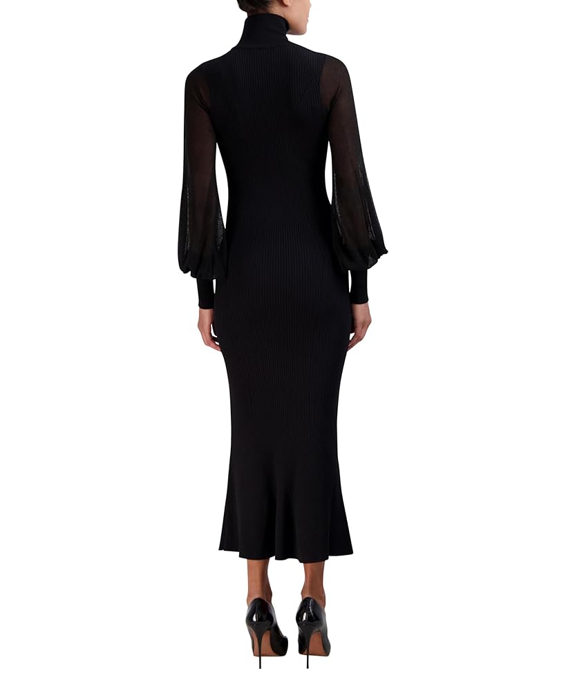 BCBGMAXAZRIA Women's Long Balloon Sleeve Turtle Neck Fluted BCBGMAXAZRIA Women's Long Balloon Sleeve Turtle Neck Fluted