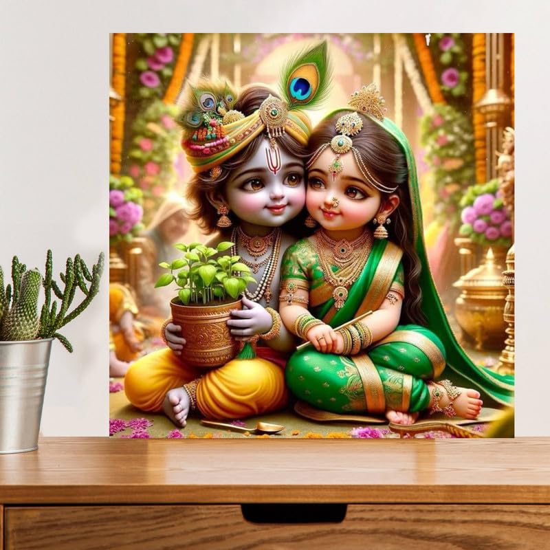 Image of British Terminal Cute little Bal Gopal Baby God Krishna| Kanha Ji | Laddu Lord Makhan Chor Painting Religious Poster for Pregnant Women for wall (matt thin vinyl,sticker,multicolor,unframed)| bj458