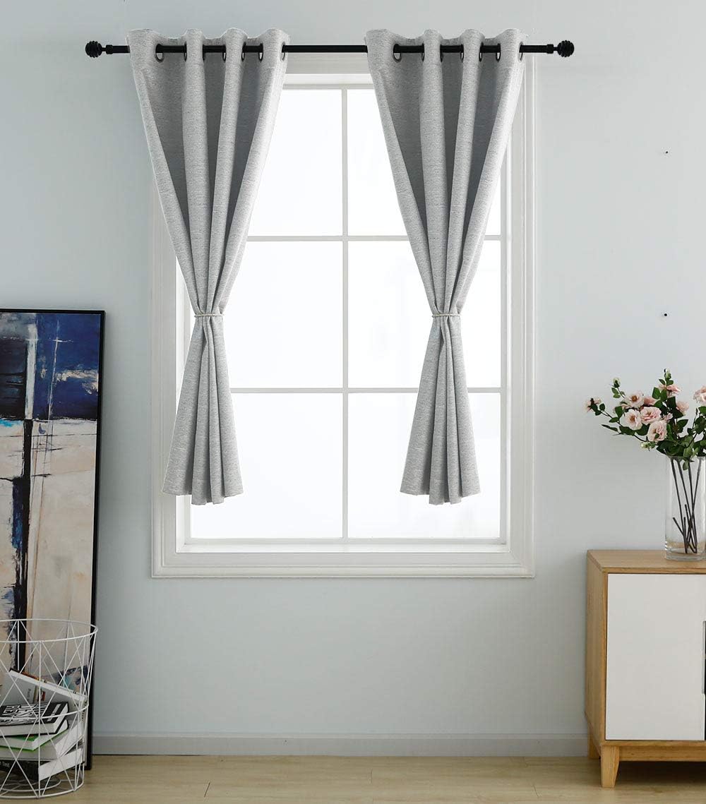 North Hills Double Tone Color Jacquard Textured Weave Curtains, Blackout Curtain Drapes for Bedroom Living Room Polyester Belmar Grommet Panel 52x45 Stone