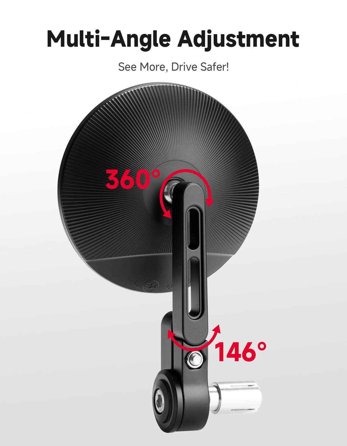 KEMIMOTO Lenkerendenspiegel Motorrad, 2 Stück Motorrad Spiegel Rückspiegel E-geprüft, 360°drehbarer Lenkerspiegel, 7/8" 22mm Seitenspiegel Kompatibal mit Scooter Roller ATV