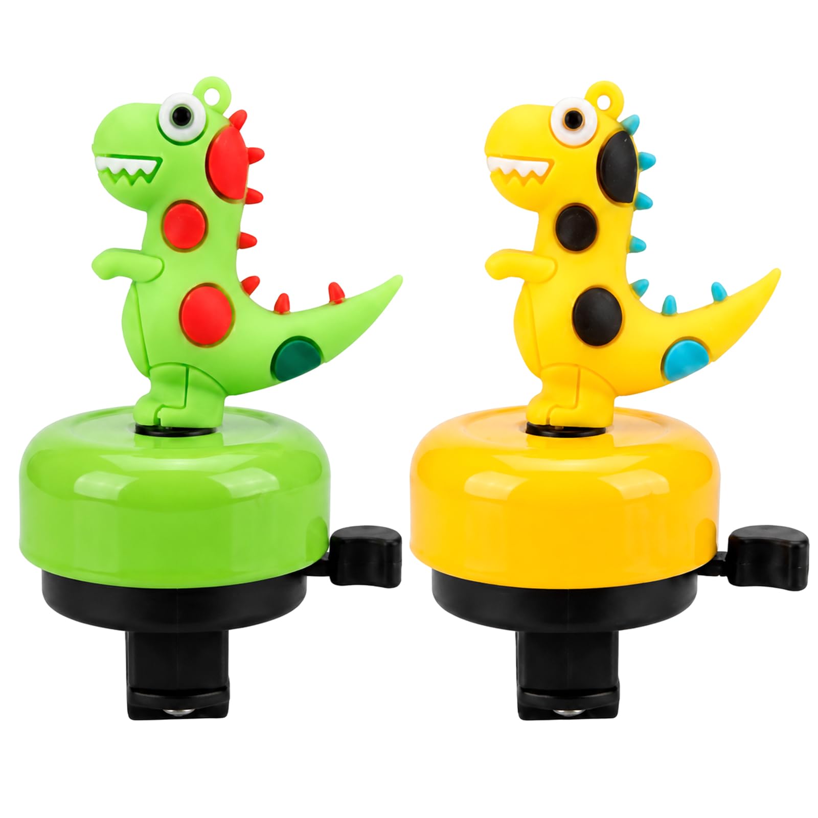 2Pcs Dinosaur Bike Bell, 3D Cartoon Animals Micro Scooter Bell with Loud & Clear Sound, Universal Bike Accessories, Cute Bicycle Bell for Tricycle, Scooter and Balance Bike Handlebar