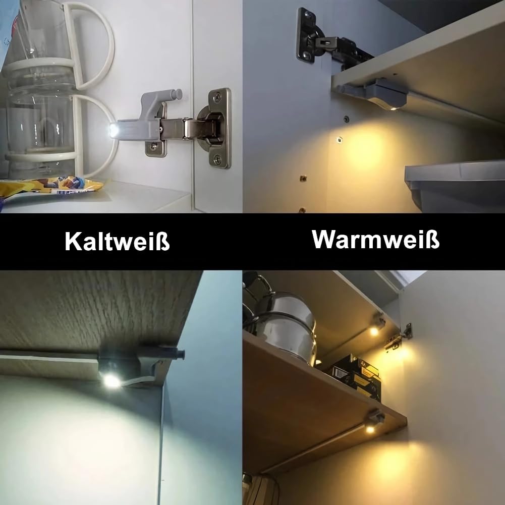 10-Pack Battery-Powered Motion Sensor Cabinet Light – Hinge-Mounted, Warm Or Cool White, 3 LED Boards, Includes Batteries & Screws