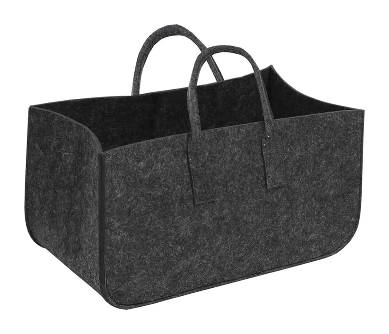 Borsa per legna da ardere per caminetto, Borsa pieghevole for la spesa in feltro for legna da ardere, nera e grigia, 50x25x25 cm(Schwarz)