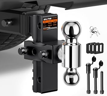 Ehaho Adjustable Trailer Hitch, Drop Hitch 2 Inch Receiver with 8 Inch Drop/Rise for Truck 12,500 LBS GTW, Waterproof Double Anti-Theft Locking Hitch Pins