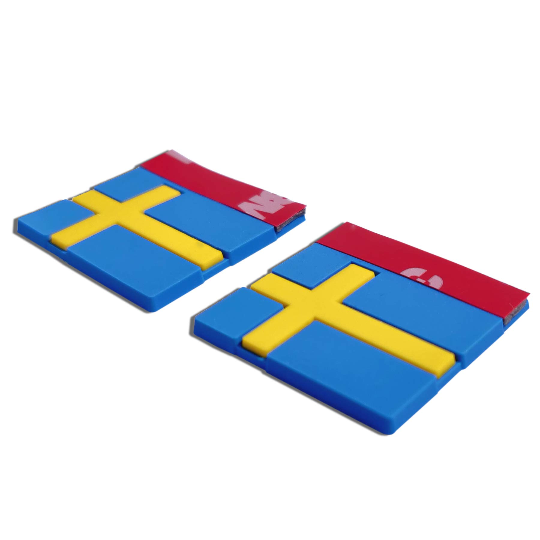 Gummianhänger für Saab und Volvo mit schwedischer Flagge, 2 Stück