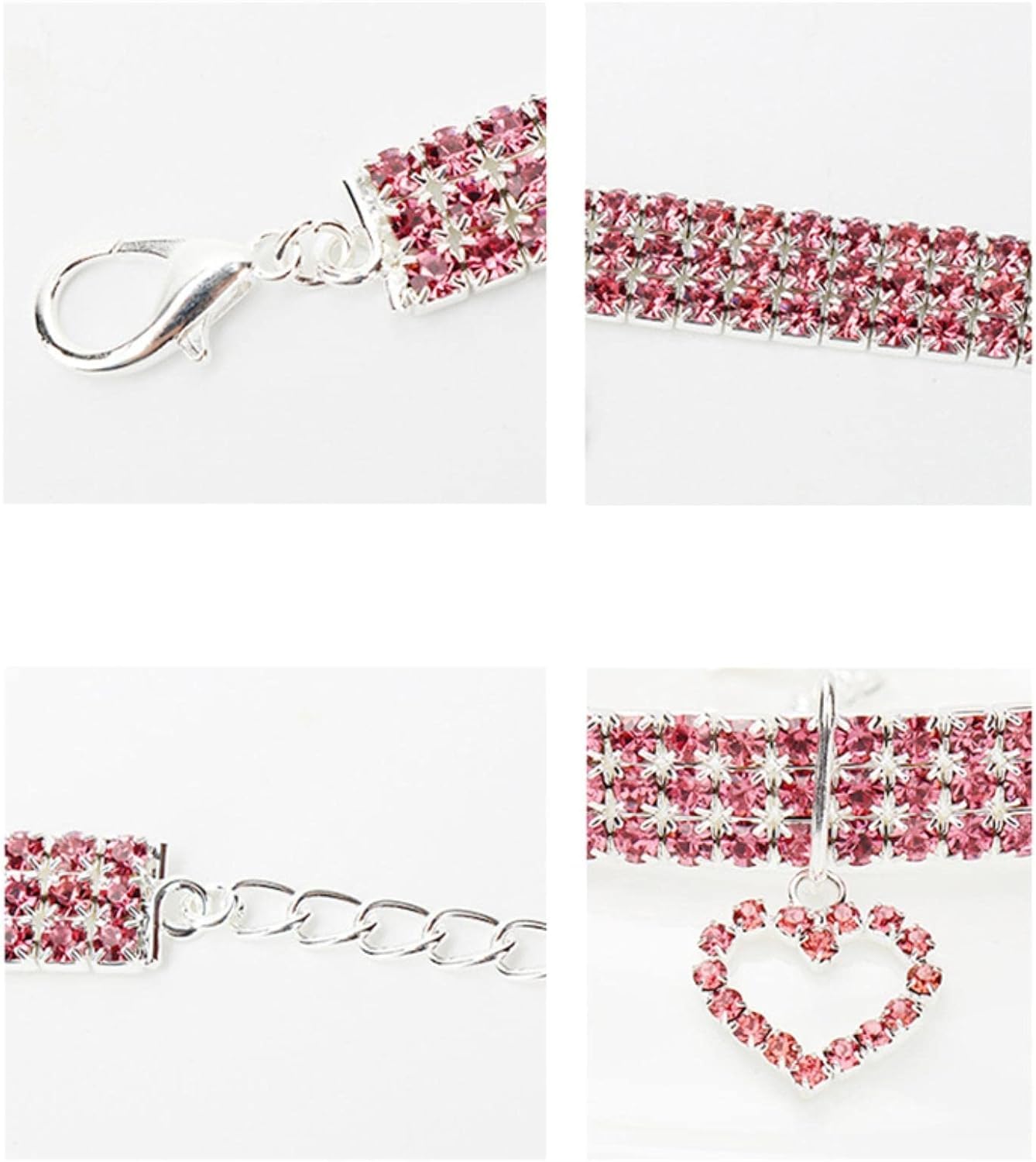 Obroża dla psa, Bling Rhinestones Obroża dla psa z kryształowym sercem i diamentem Regulowana fantazyjna obroża małych, średnich dużych psów, kotów zwierząt domowych(Red,L)