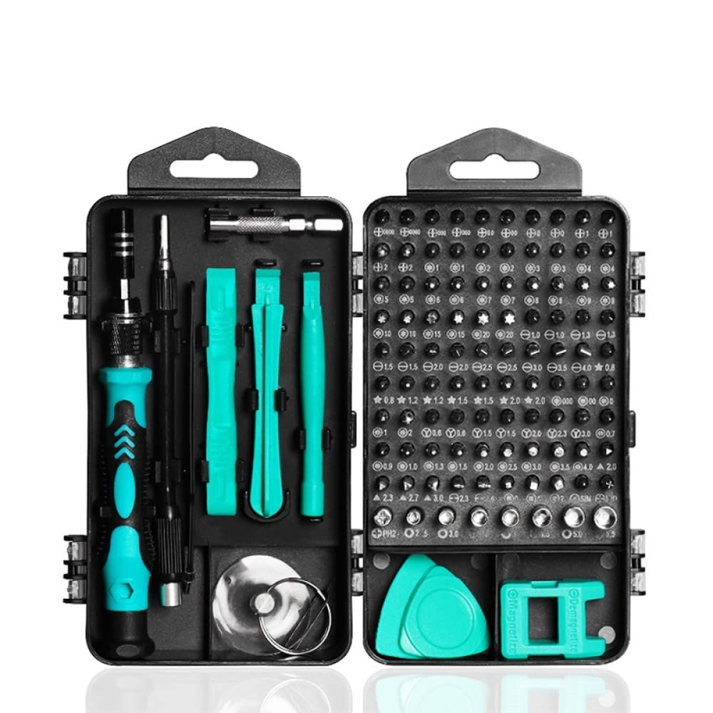 Set di cacciaviti di precisione 115/117/122 in 1, Punte magnetiche per Viti, Kit Multifunzione, Piccoli Strumenti di Riparazione Elettronica per Uso Domestico, 117 in 1, Verde