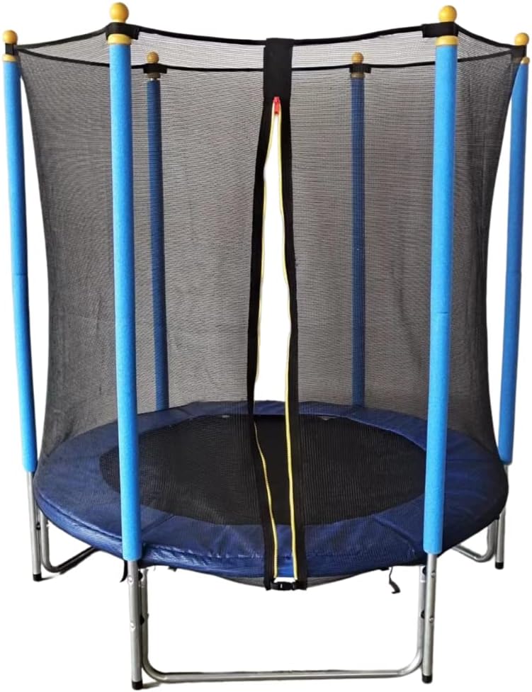 Cama Elástica Niños con Red de Protección, Cama Elástica Exterior / Interior, Antideslizante, Color Azul, Juegos, Aire Libre, Cama Elástica / Trampolín 140 cm