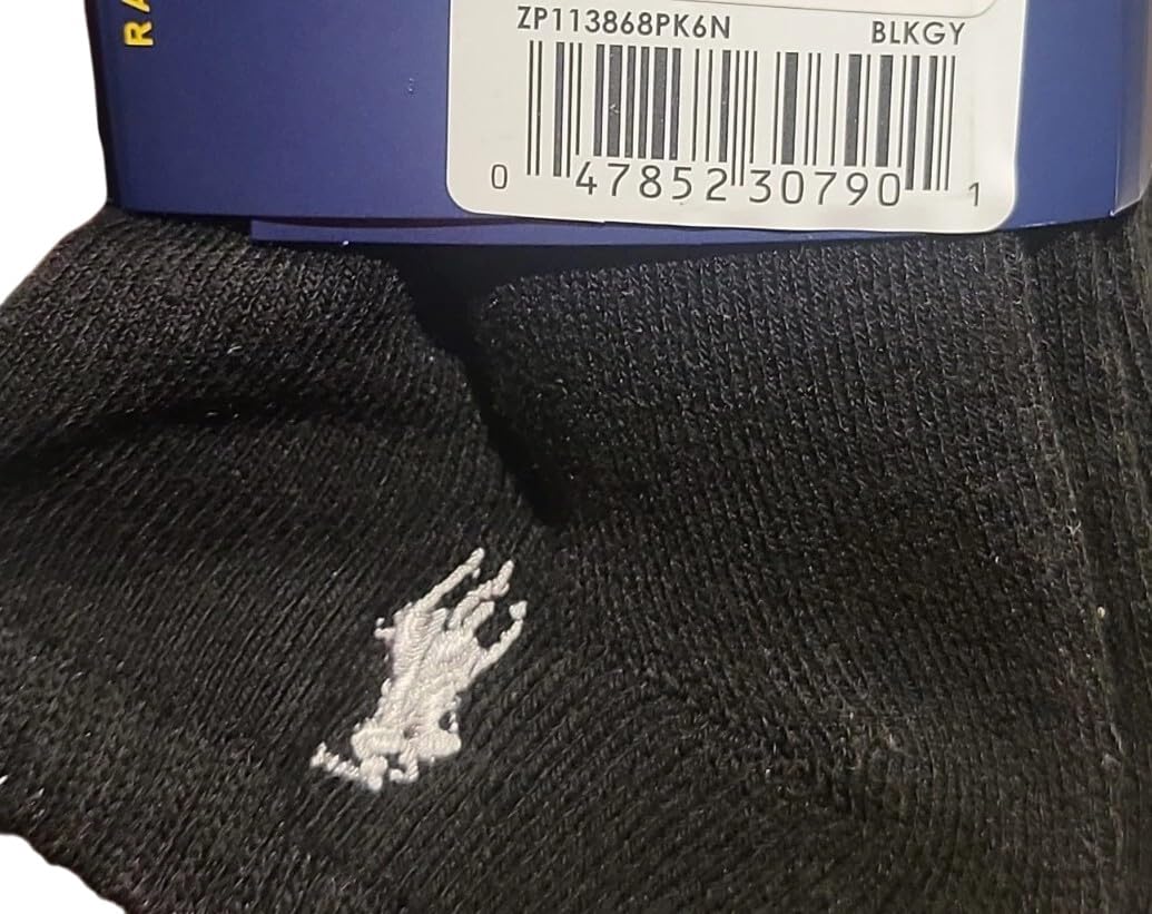 Polo Ralph Lauren Men`s Half Cushioned No Show Socks 6 Pack