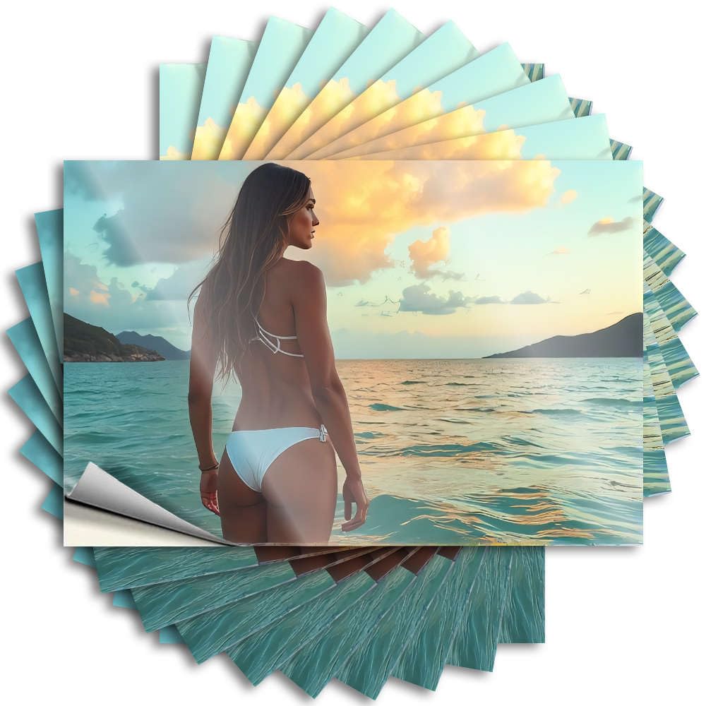 Saying Punk Vinyl Decals, Custom Waterproof Water Stickers for Water Bottle | Woman in White Bikini Enjoying Sunset By The Sea. Perfect for Western Laptop Decor(8X12CM)