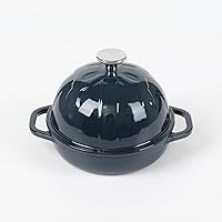 Vista 1 de HAWOK Cloche de pan de hierro fundido, diámetro 6.3 pulgadas/6.3 in, 0.57qt, bandeja para hornear de masa madre esmaltada azul marino