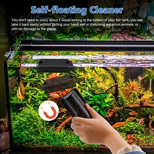 Jring Magnetic Aquarium Glass Cleaner, Magnet Fish Tank Glass Cleaning Tool With 2 Detachable Scrapers Fish Bowl Scrubber Floating Clean Brush For Freshwater & Saltwater #TOP4