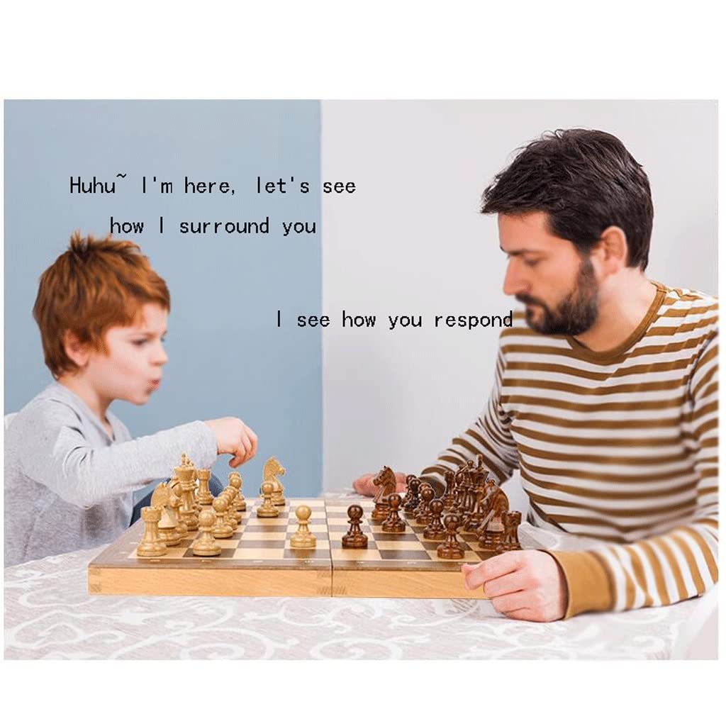ZAW Schach Große Schach-Sets, 15-Zoll-faltendes tragbares Massivholz-Schachbrett mit Aufbewahrungstasche, Premium-Schach-Set for Erwachsene (Zwei weitere Queens) Chess (Color : Chess Set)