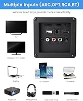 Vista 5 de Powered Bookshelf Speakers Pair, Vinyl Record Player Speakers with 4 Inch Woofer, Turntable Speakers Wired Optical/ARC/RCA/AUX/BT Input, HiFi Stereo