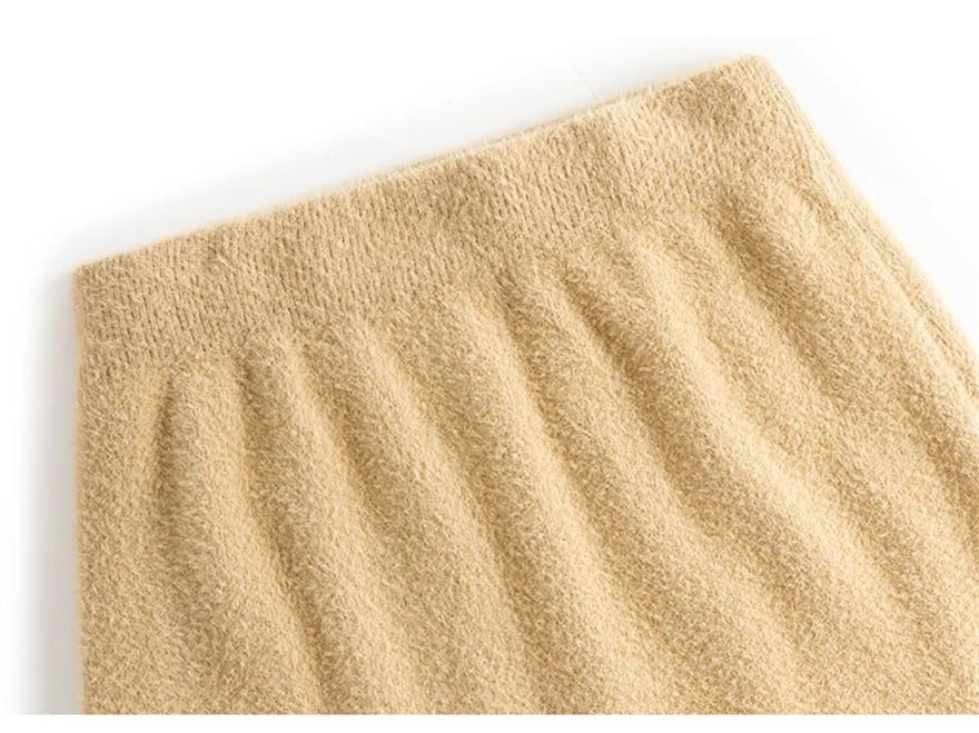 Pulcykp Women Tassels High Waist Long Knit Skirt Slim Fall Winter Solid Non Strech Casual Knit Skirts3