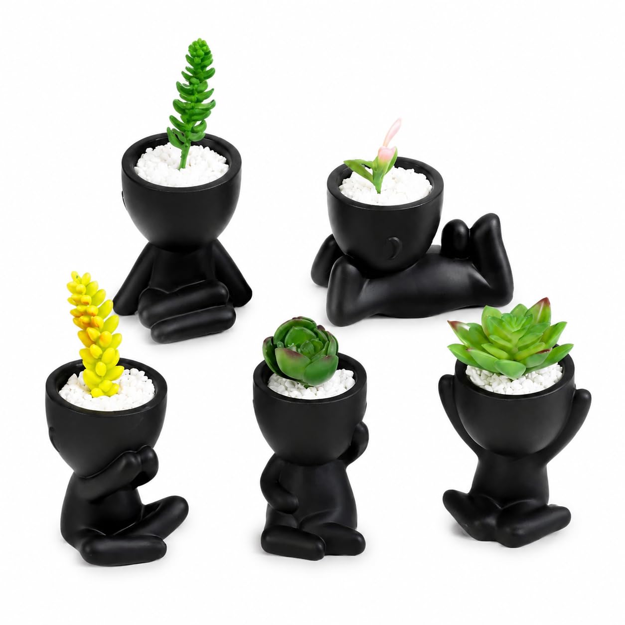 Pot pour succulentes blanc design nordique visage B-couché