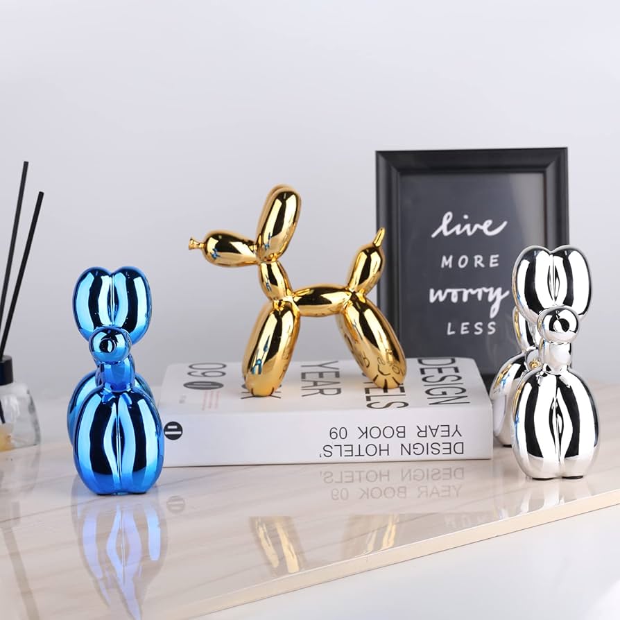 Amazon.co.jp: 光沢のある電気メッキバルーン犬の像収集可能な