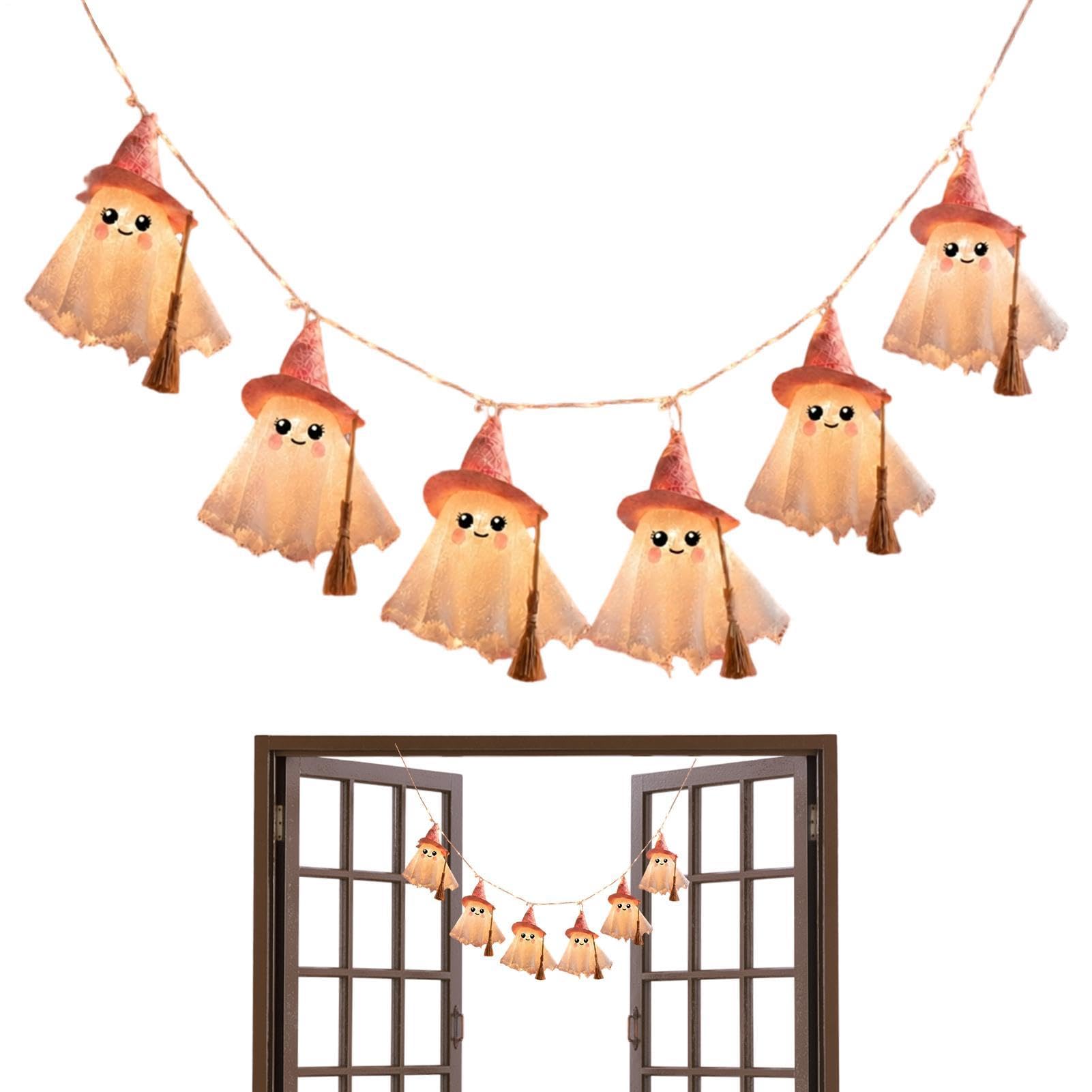 Halloweenowe Lampki Łańcuchowe Do Wnętrz 182 cm Upiorna Świetlna z Duchami
