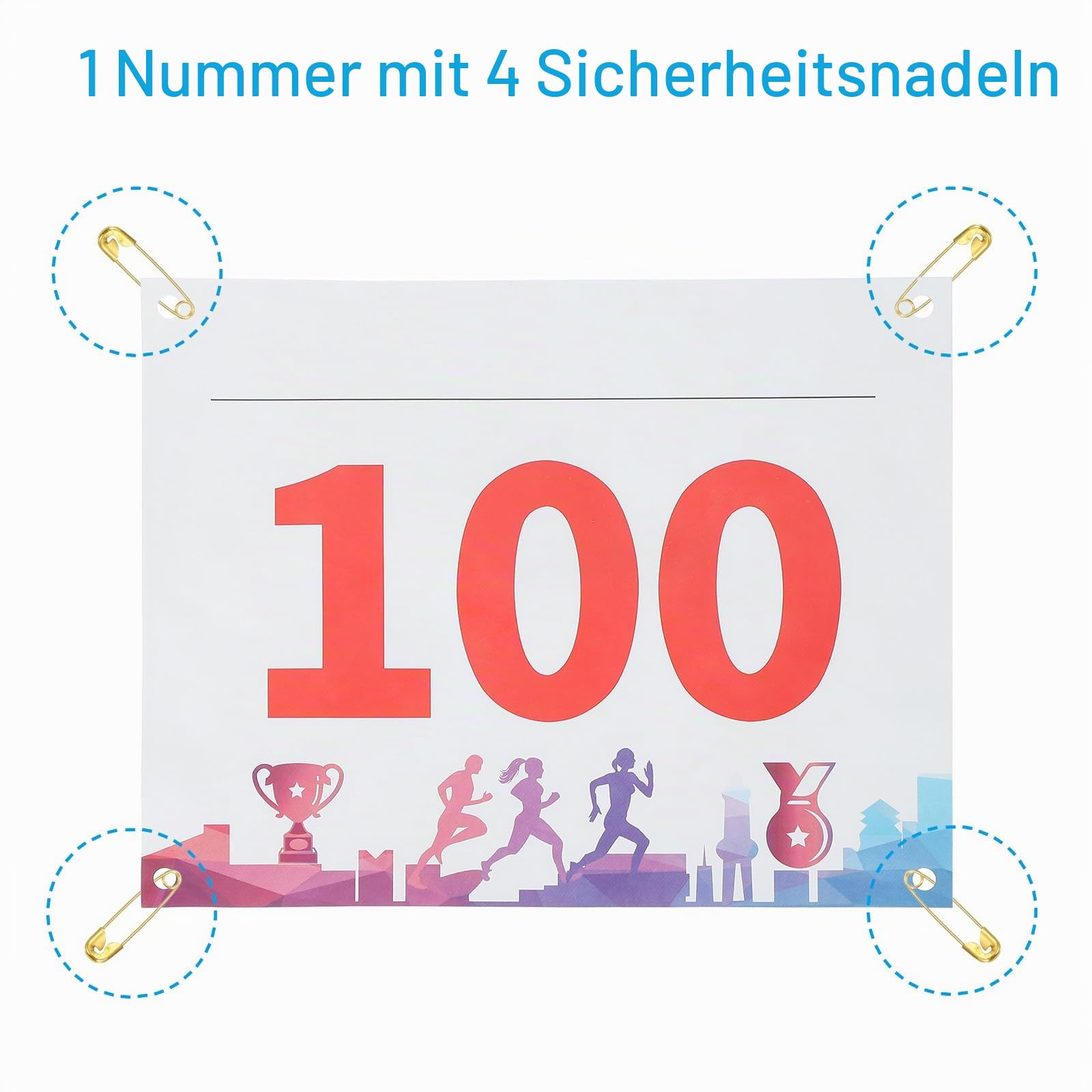 PATIKIL Reißfeste Laufnummern, Medaillen wasserdichte Wettkampfnummern mit Sicherheitsnadel für Marathon Sportwettkämpfe Läufer