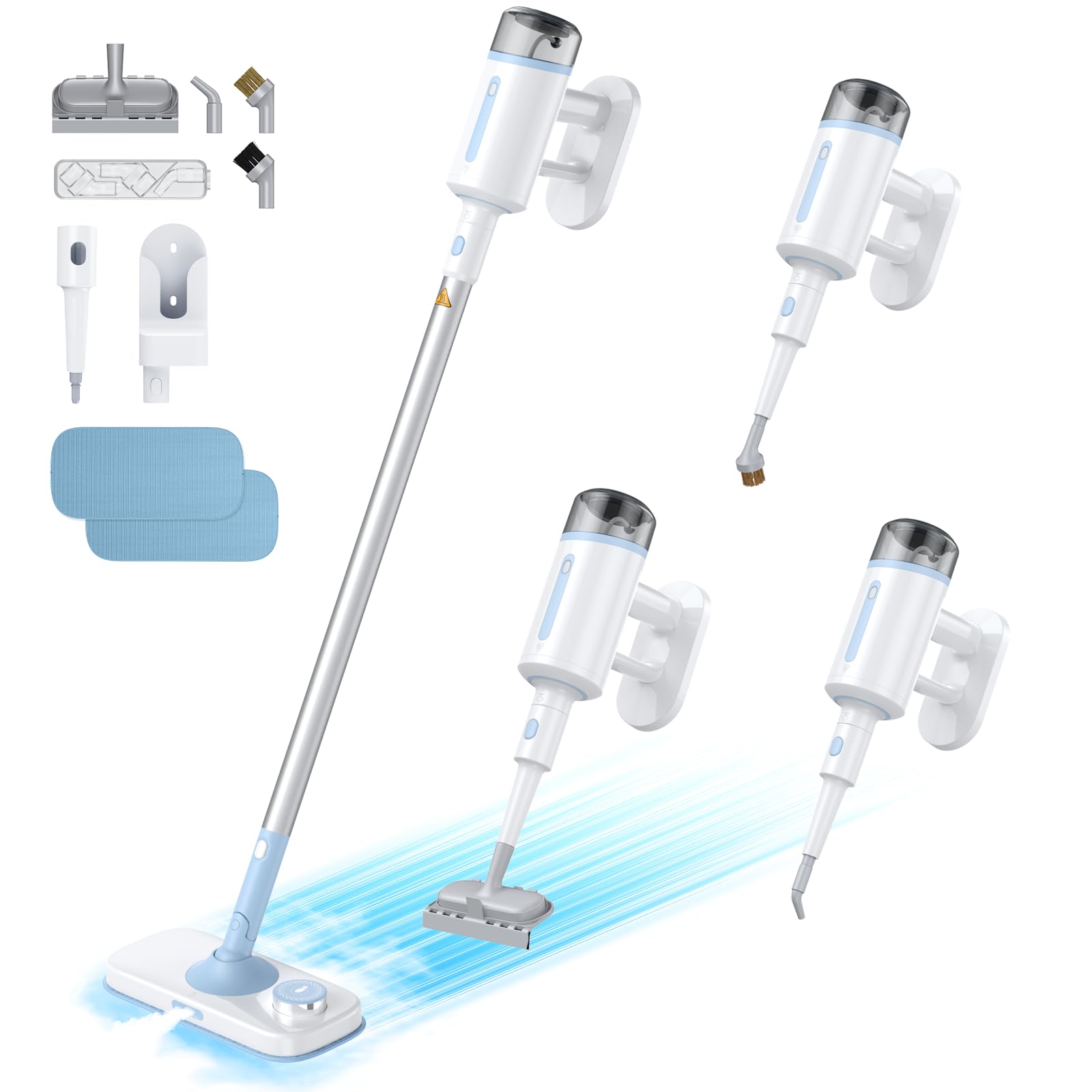 Steam Mop with Detachable Handheld Steamer Suitable for Hardwood, Tile, Laminate and All Floors, Powerful Steam Cleaner with Multipurpose Attachments Perfect for Other Home Cleaning