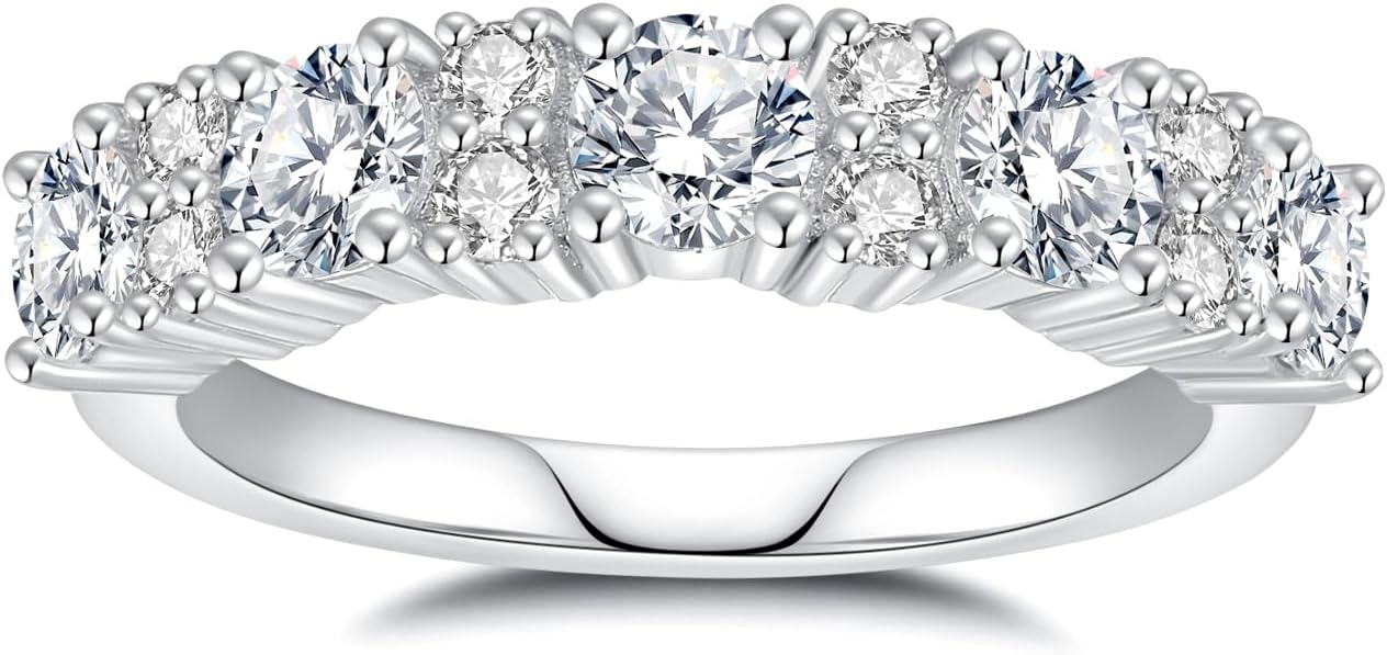 Moissanite Engagement Rings for Women D Color VVS1 Sterling Silver with 18K White Gold Plated Promise Ring Valentine Wedding Aniversary Ring