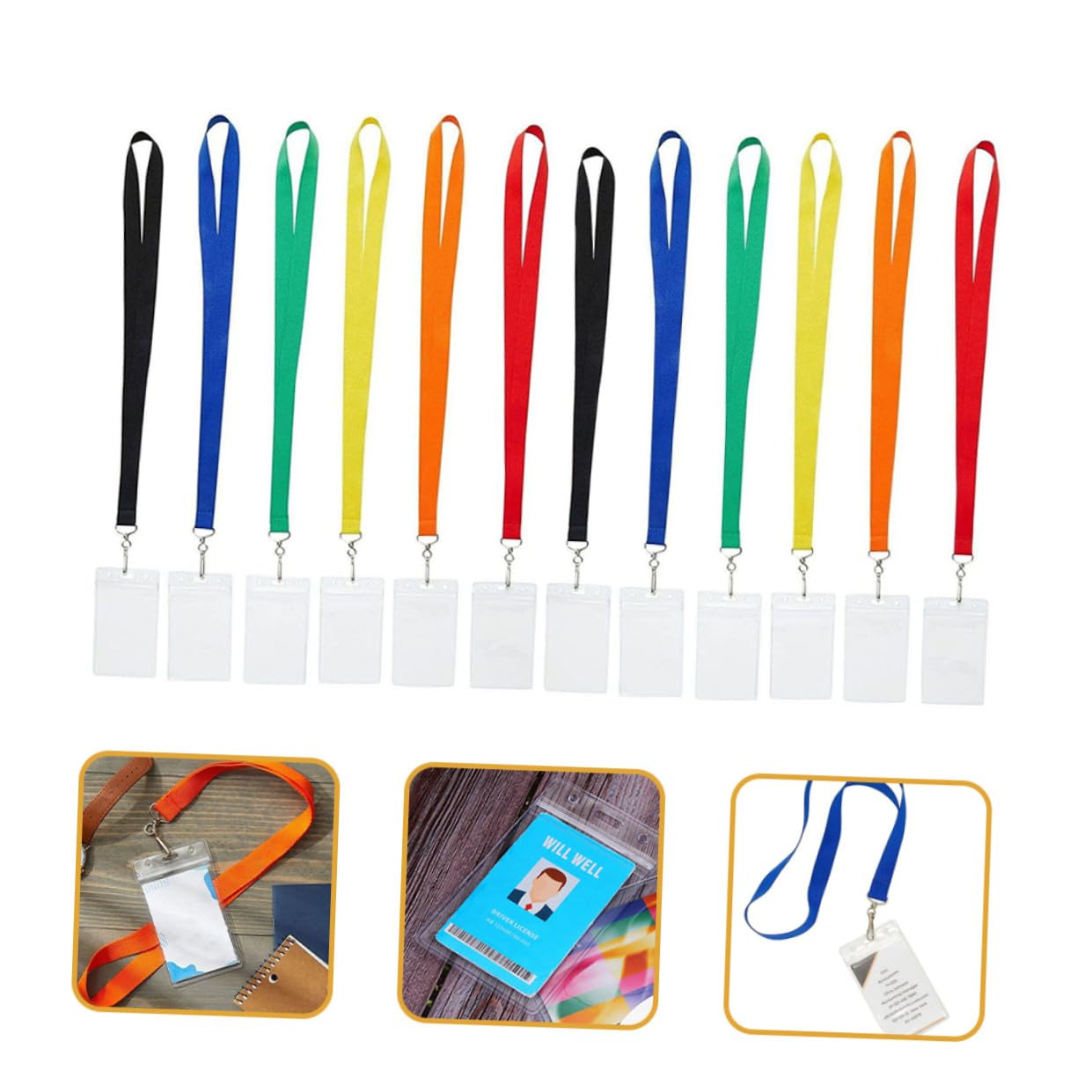 Housoutil 2 Sätze Zertifikat Lanyard Set Abzeichenhalter ID-Inhaber Lanyard mit ID-Halter Schlüsselbandhalter Durchsichtiger Kartenhalter für Schlüsselband Plastikverteidiger PVC