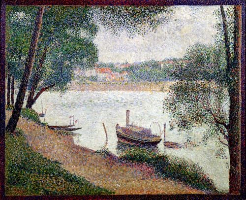 Lienzo Paesaggio fluviale con barca de Georges Seurat impresiones pared 60x90
