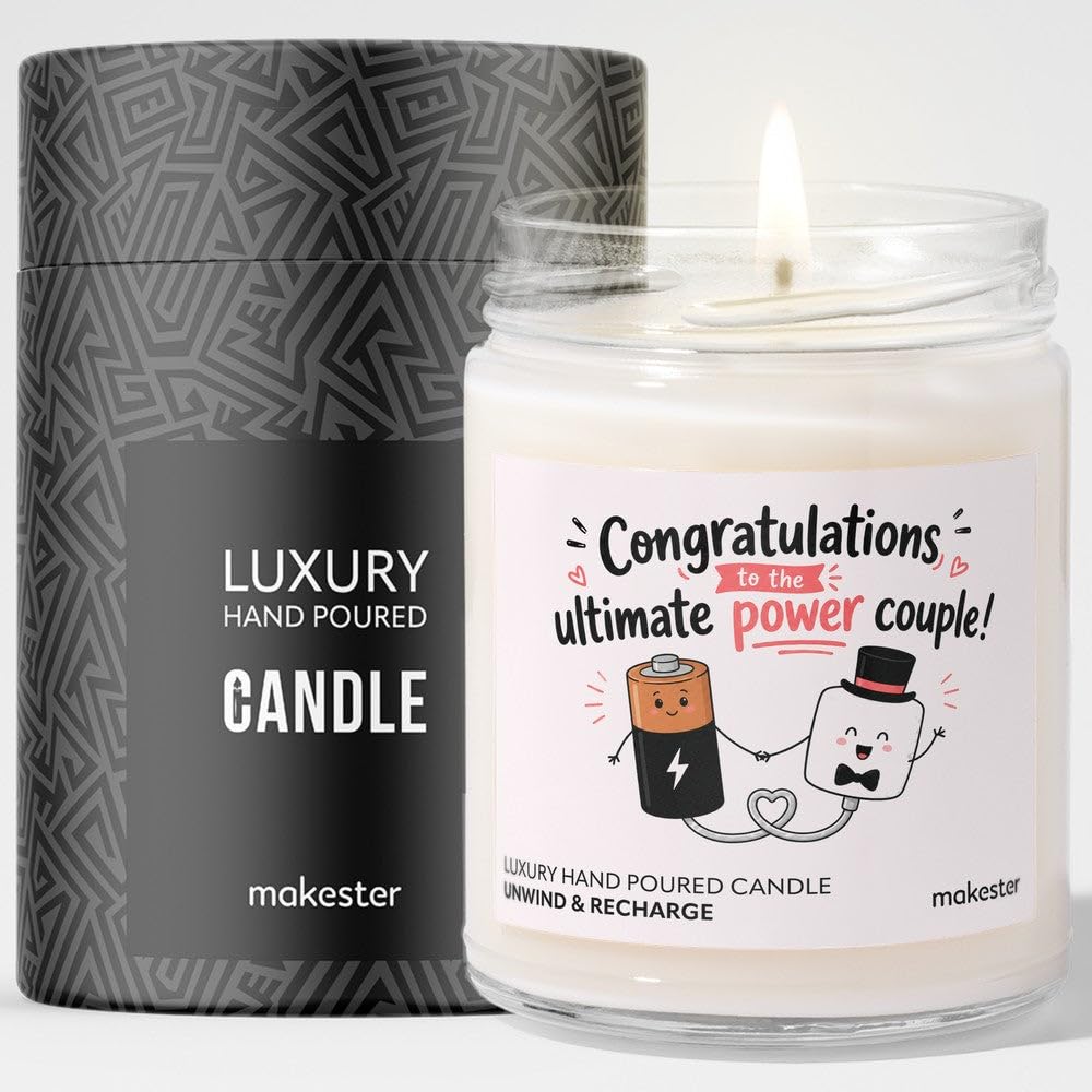 Wedding Gift for A Couple - Luxury Soy Wax Candle - Vanilla, Jasmine, Sugared Almond - Makester