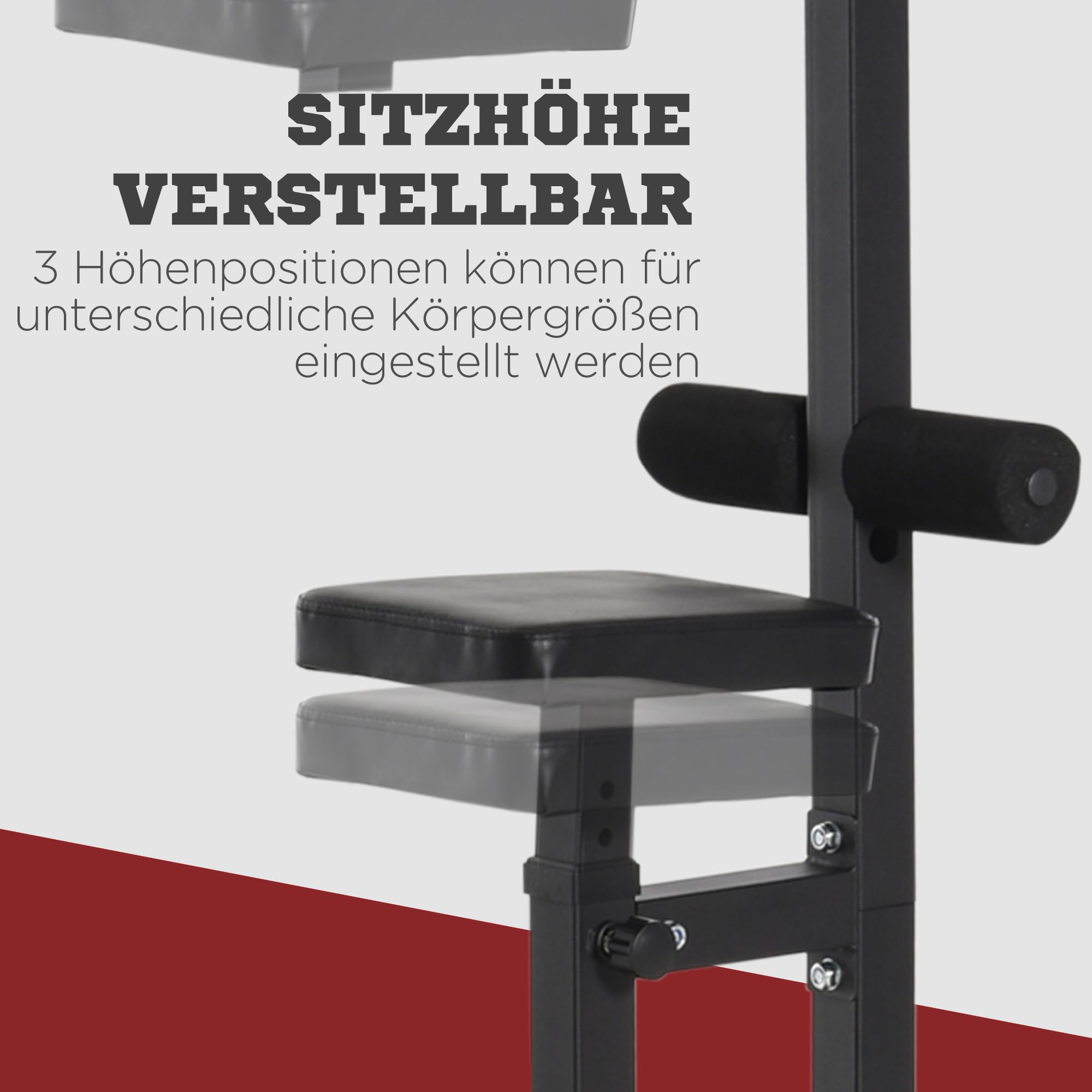 HOMCOM Latzugstation, Verstellbar Latzugturm mit Trizepsstange Latzugstange, Kabelzugstation bis 280kg Belastbar, Fitnessstation, Latzugmaschine, Latzug-Station für Zuhause Stahl Schwarz