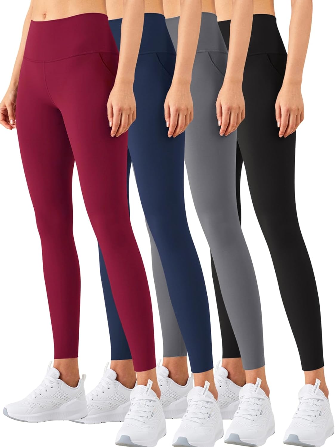 3-4 Pack Workout Leggings for Women High Waisted Yoga Pants with Pockets
