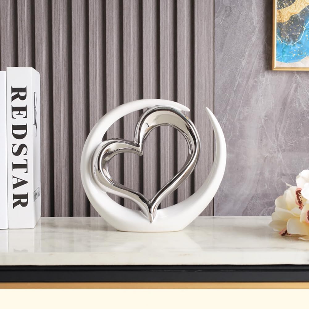 JXCBXJ Heart ceramic statue,Home Decoration Art Statue,Modern Abstract Art Ceramic Statue,for Dining Room Living Room Office Tv Stand Centerpiece