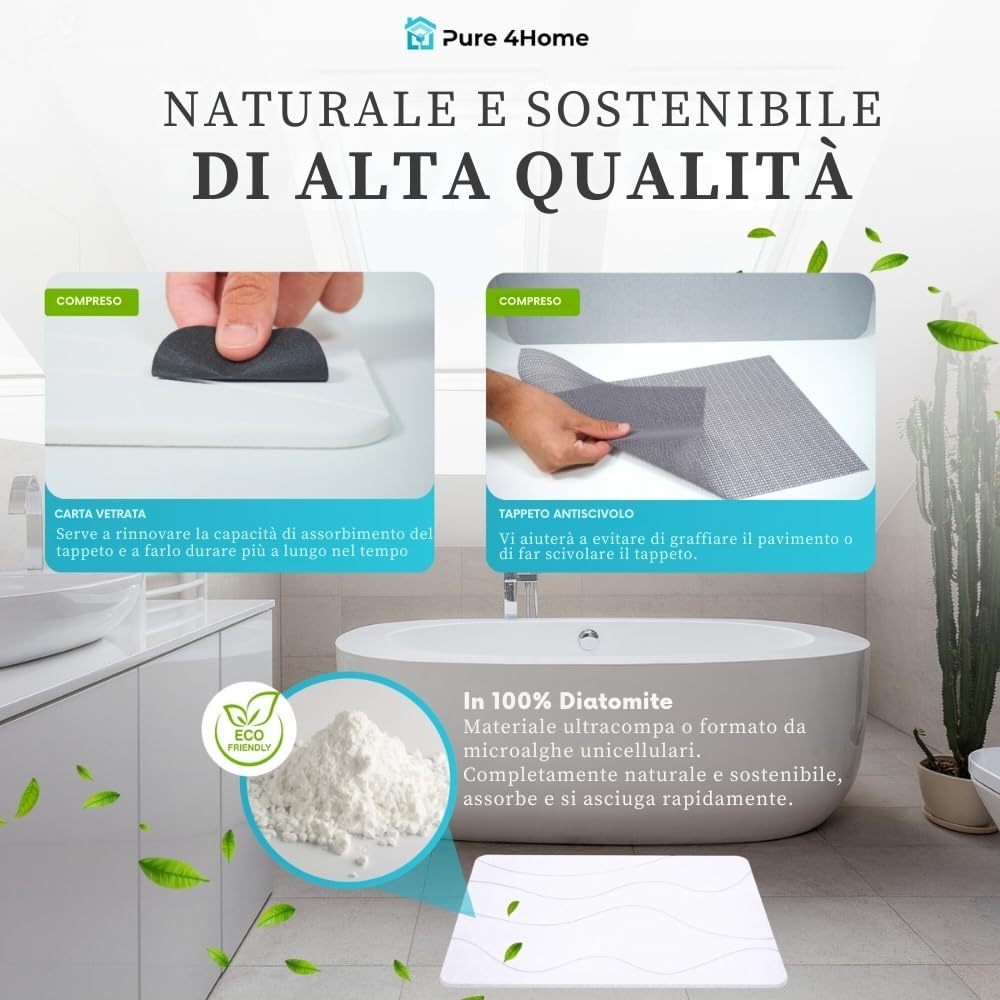 Tappetino Da Bagno Pieghevole In Pietra Di Diatomee Inspired Living - Super Assorbente, Antiscivolo, 60x39x0.9 Cm