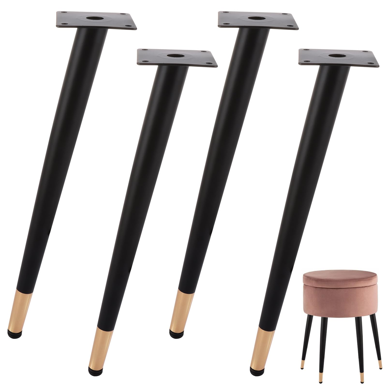 CYEER 4 PCS Furniture Legs, 16 Inch Oblique Metal Furniture Legs