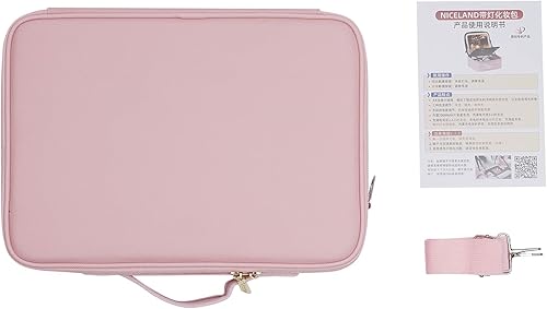 Miniatura 9 de Bolsa de maquillaje de viaje con espejo estuche de maquillaje portátil organizador de maquillaje caja de maquillaje con divisores ajustables bolsa