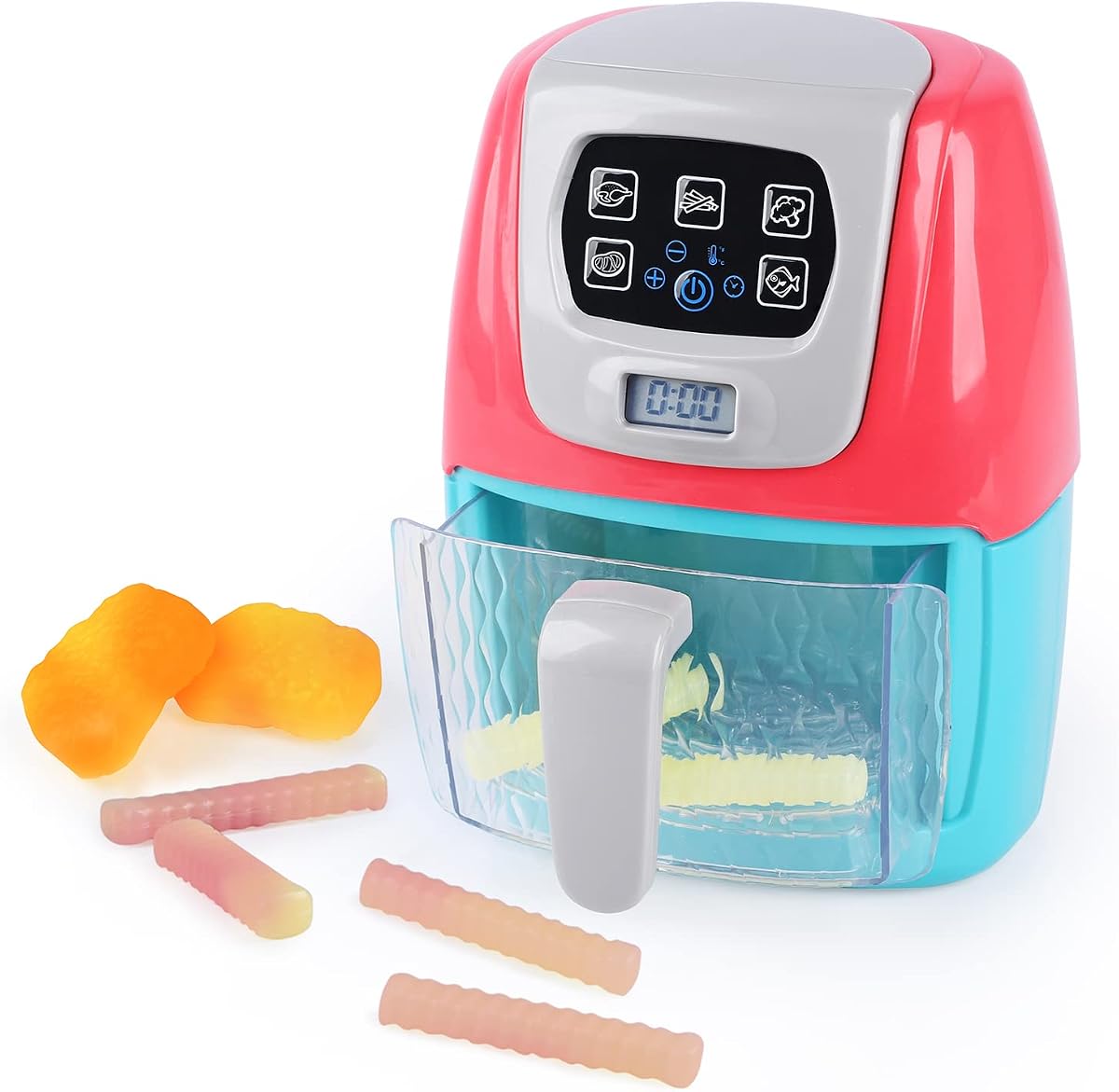 Freidora de aire de juguete para niños, accesorios de juego de cocina para niños, chefs, electrodomésticos de cocina, juguetes, horno con luz, sonido, parrilla de comida, utensilios de cocina para niños, niñas y niños pequeños 2+