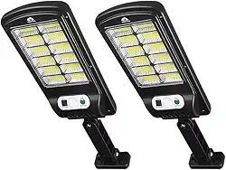 Luminária Solar Goldensky Led 128 Cob Parede Poste Refletore resistente àgua Sensor presença com Controle Remoto 3 funções (Kit com 2 unidades)