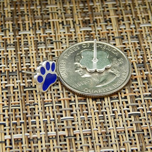 Solid 925 Sterling Silver w/Color Enamel Paw Print Stud Earrings Puppy Dog Cat Pet Lover(Choose Your Color)2