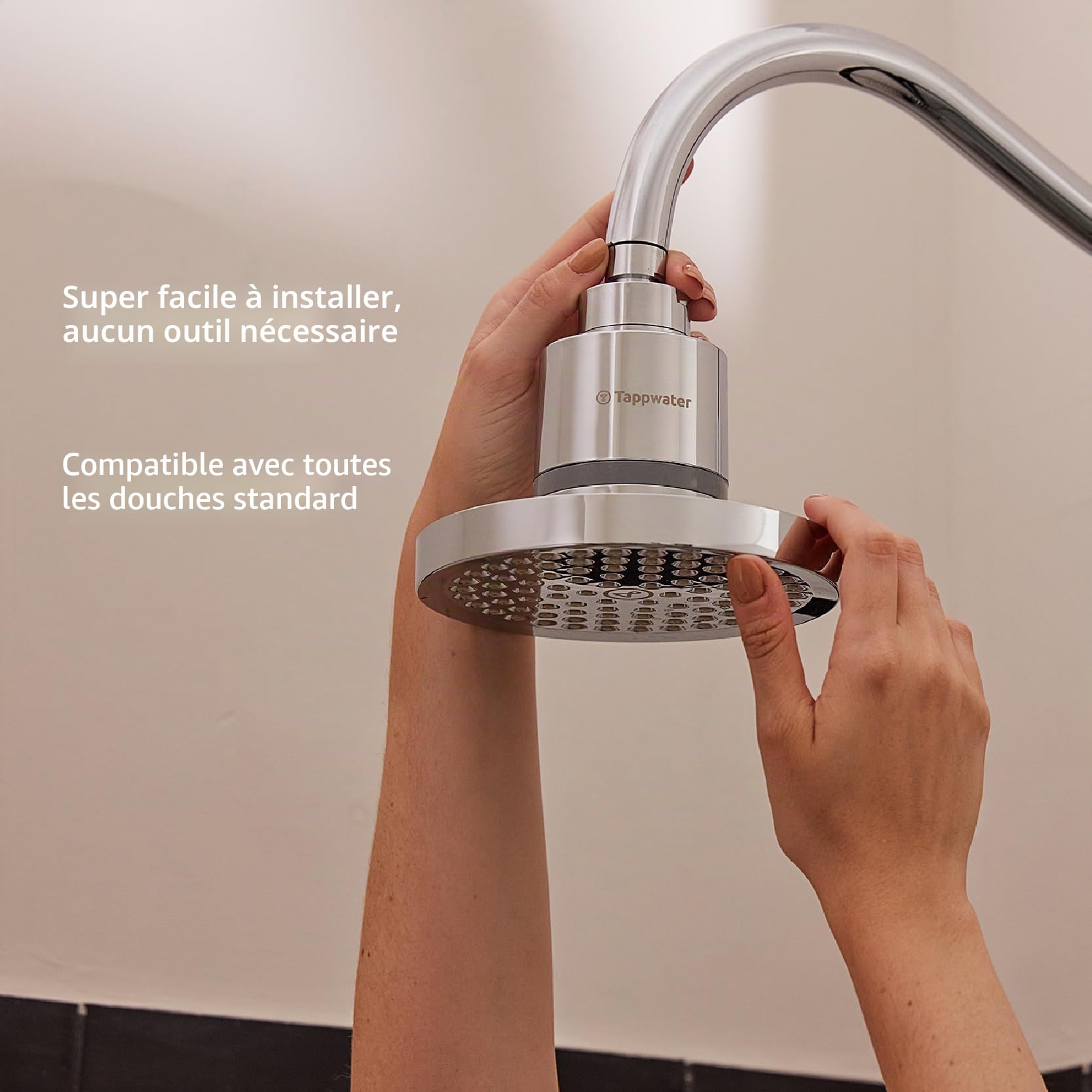 Tappwater ShowerPro Rain SMR – Pommeau de douche avec filtre. Douchette anti calcaire, filtre +70 substances. Technologie KDF-55 et SMR pour une peau hydratée & cheveux doux Durée 6 mois,15-30000L