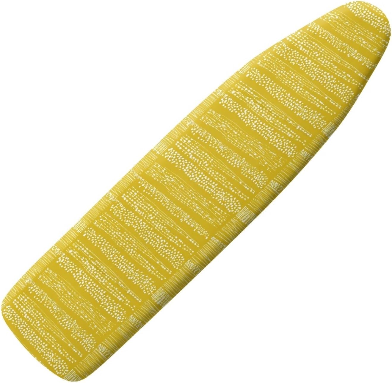 Large Ironing Board Cover and Pad 59x19 Yellow White Stripe Bar Iron Table Cover with Padding,Extra Wide,Resist Scorching and Staining,Heatproof,Adjustable Fastener Durable Stain